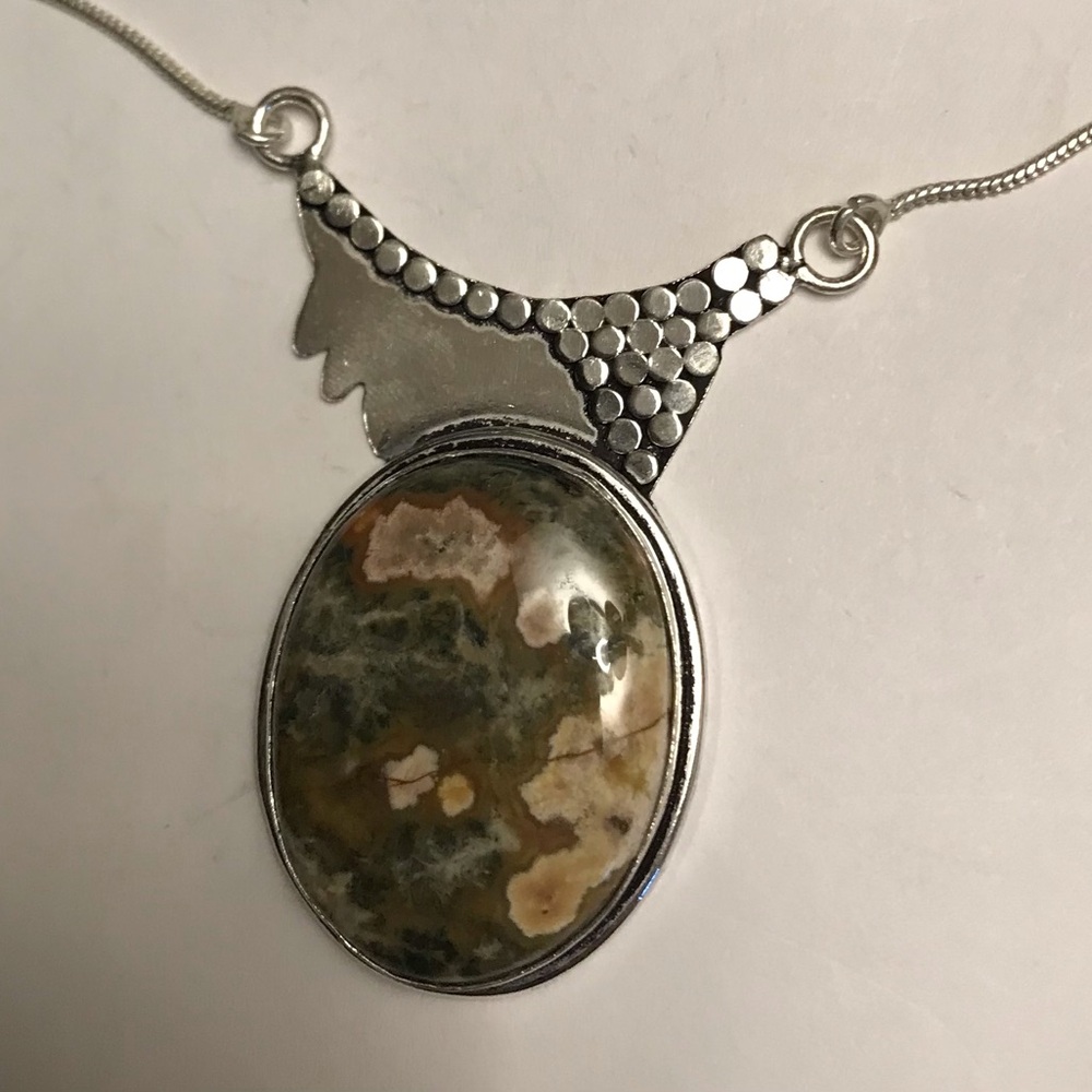 Rhyolite Stamped 925 Sterling Silver Necklace